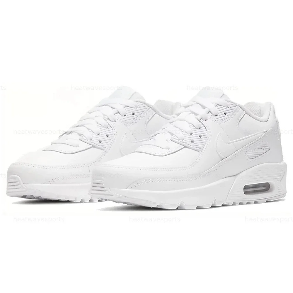 Nike Air Max 90 Leather GS Big Kids Size 4.5Y White Running Shoes CD6864-100 NEW